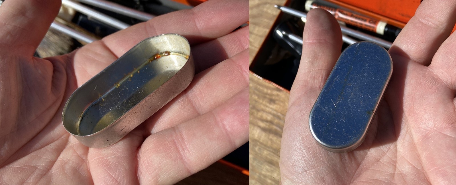 Old Vintage MARBLE'S GUN CLEANING KIT Metal Tin Box w/ Rod and some Accessories