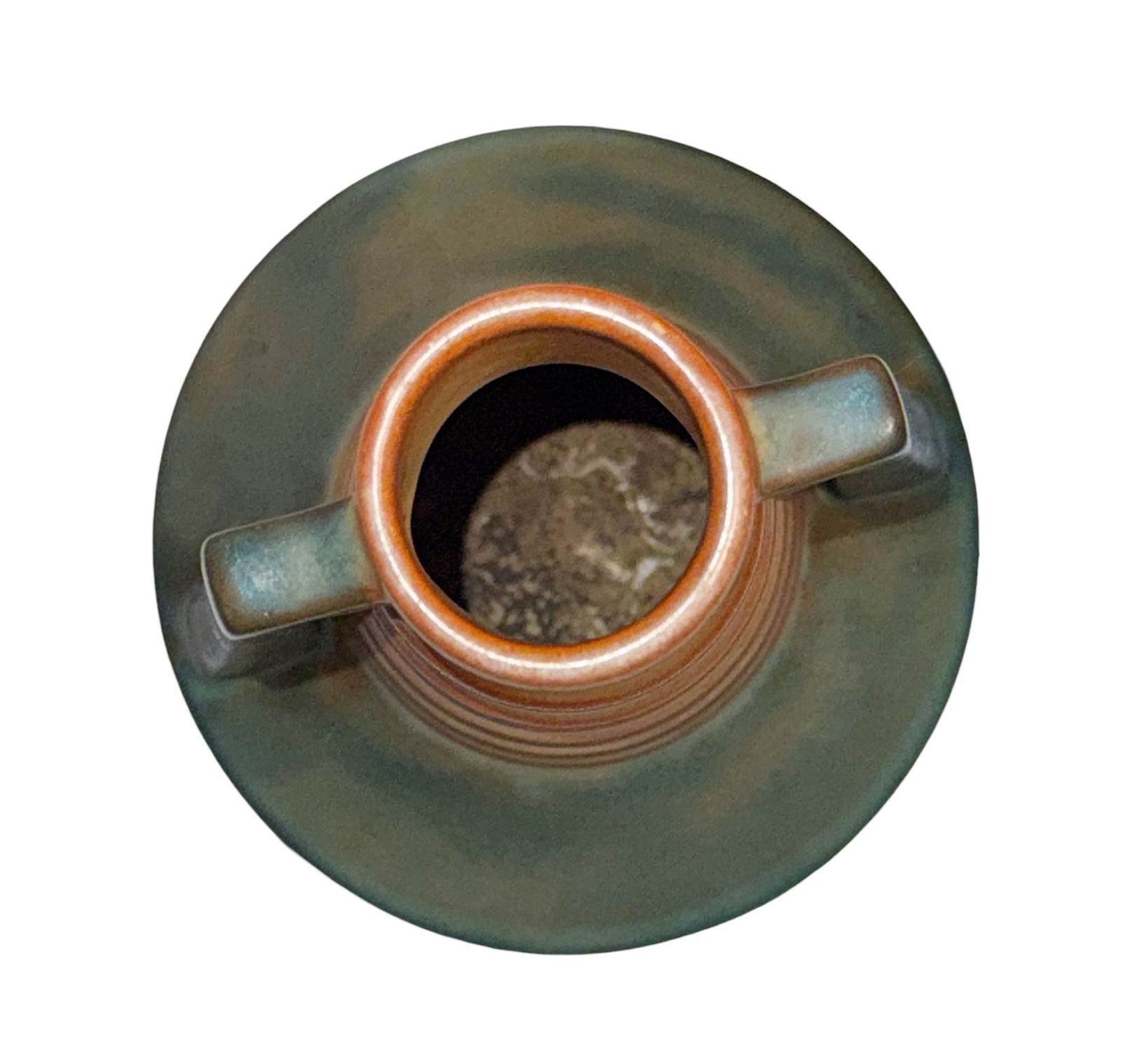 Vintage ROSEVILLE FUTURA Art Deco TELESCOPE Urn Vase #382-7 Tan/Green 7”