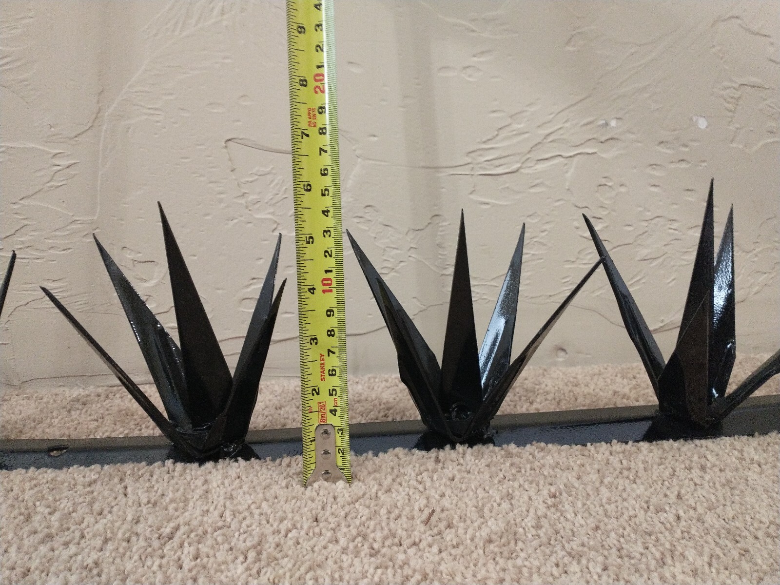 5 pc, 16.25 ft long, Steel Security Wall Spikes, Anti-Climb Metal, 5" tall