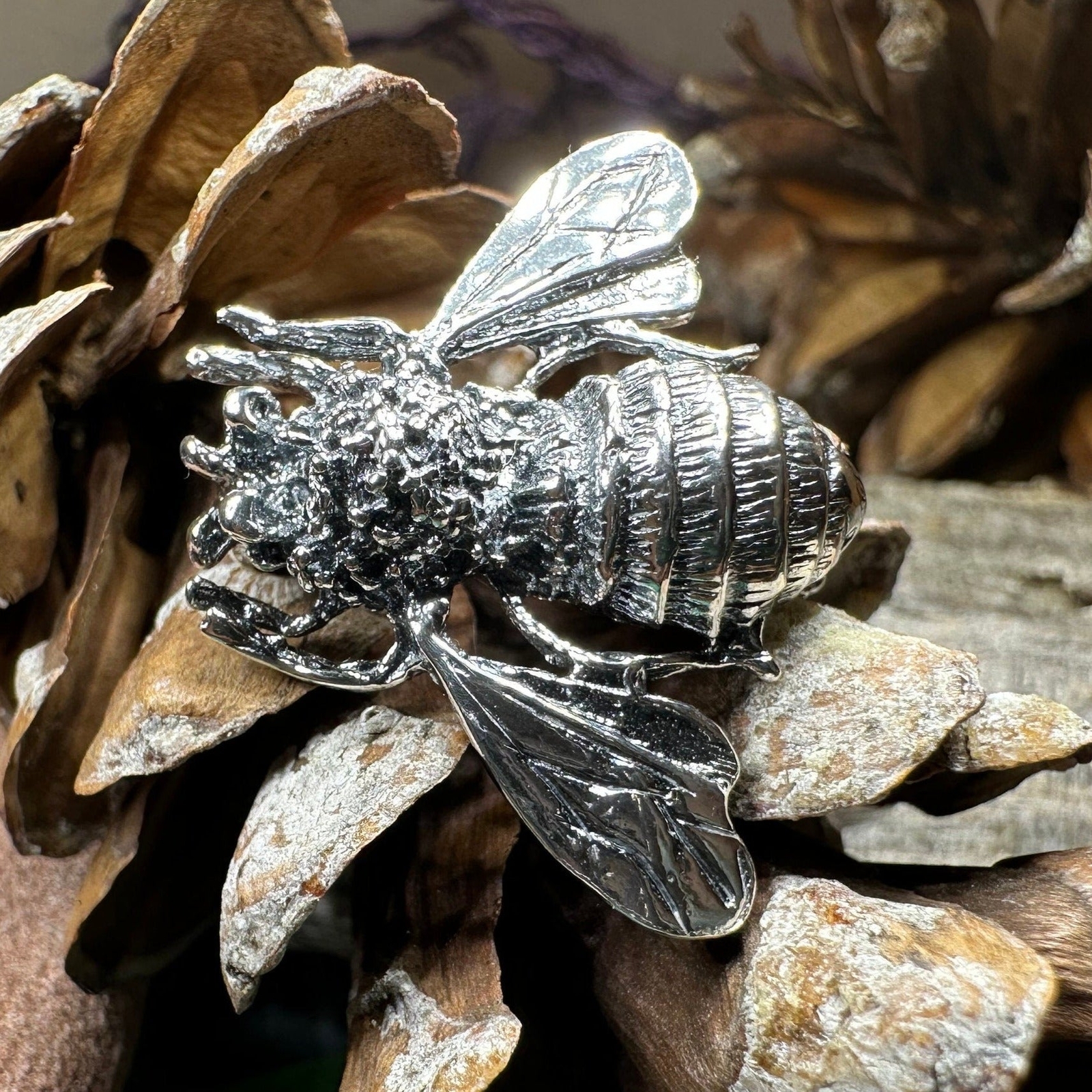 NEW Solid Sterling Silver Realistic Bee Booch Ladies Insect Pin 925