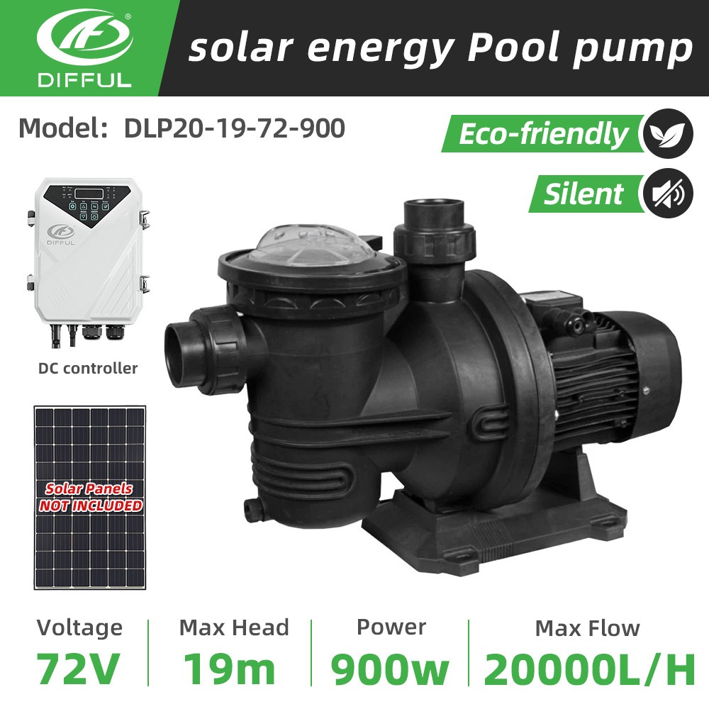 900W Solar Pool Pump Swimming Pool Brushless DC Motor 20000L/H 19m + Controller