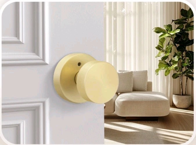 🔑 ⭐ Goldenwarm Brushed Gold Privacy Door Knobs Interior Round Satin (6 Pack)