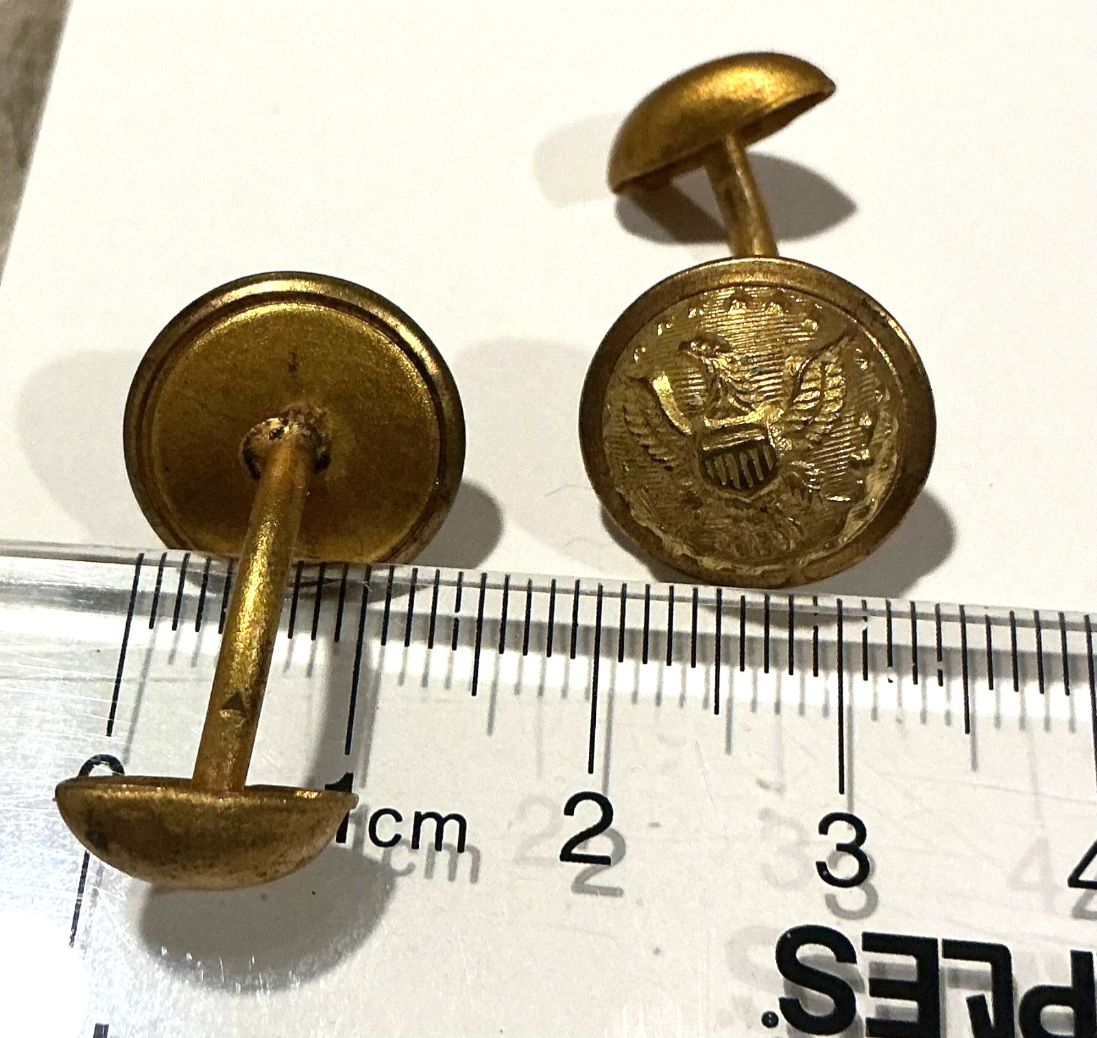 ANTIQUE MILITARY USA EAGLE BUTTON CUFFLINKS GOLD GILDED VICTORIAN CIVIL WAR ERA