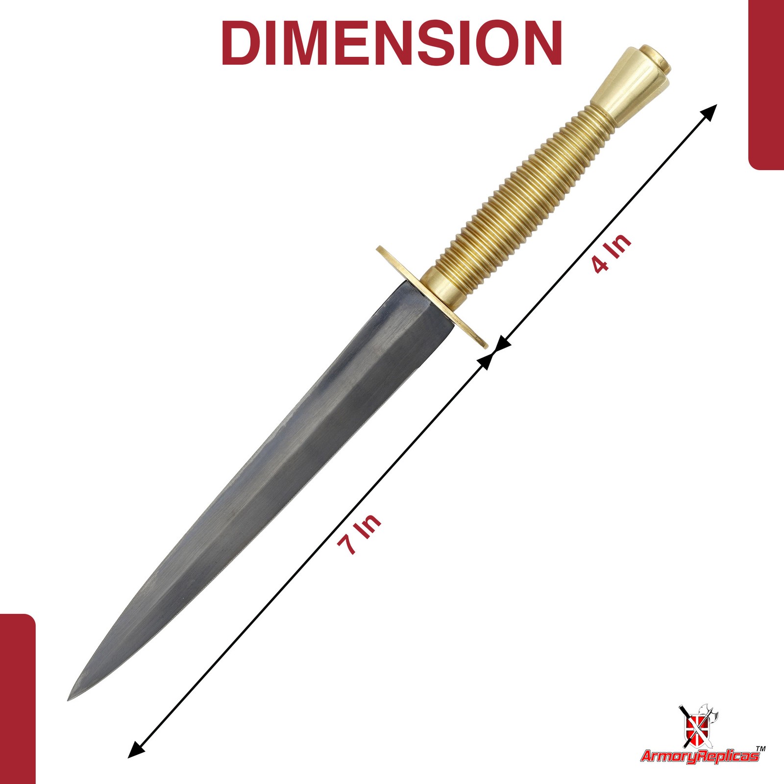 Fairbairn Sykes Commando Dagger 11" | WWII Style EN45 Steel Blade | Brass Handle