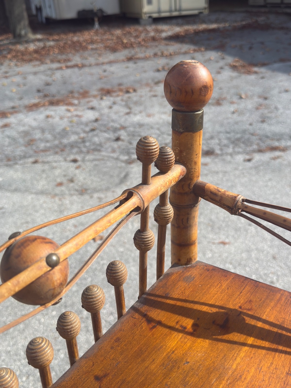antique victorian stick and ball eastlake bamboo bookshelf magazine rack 1890