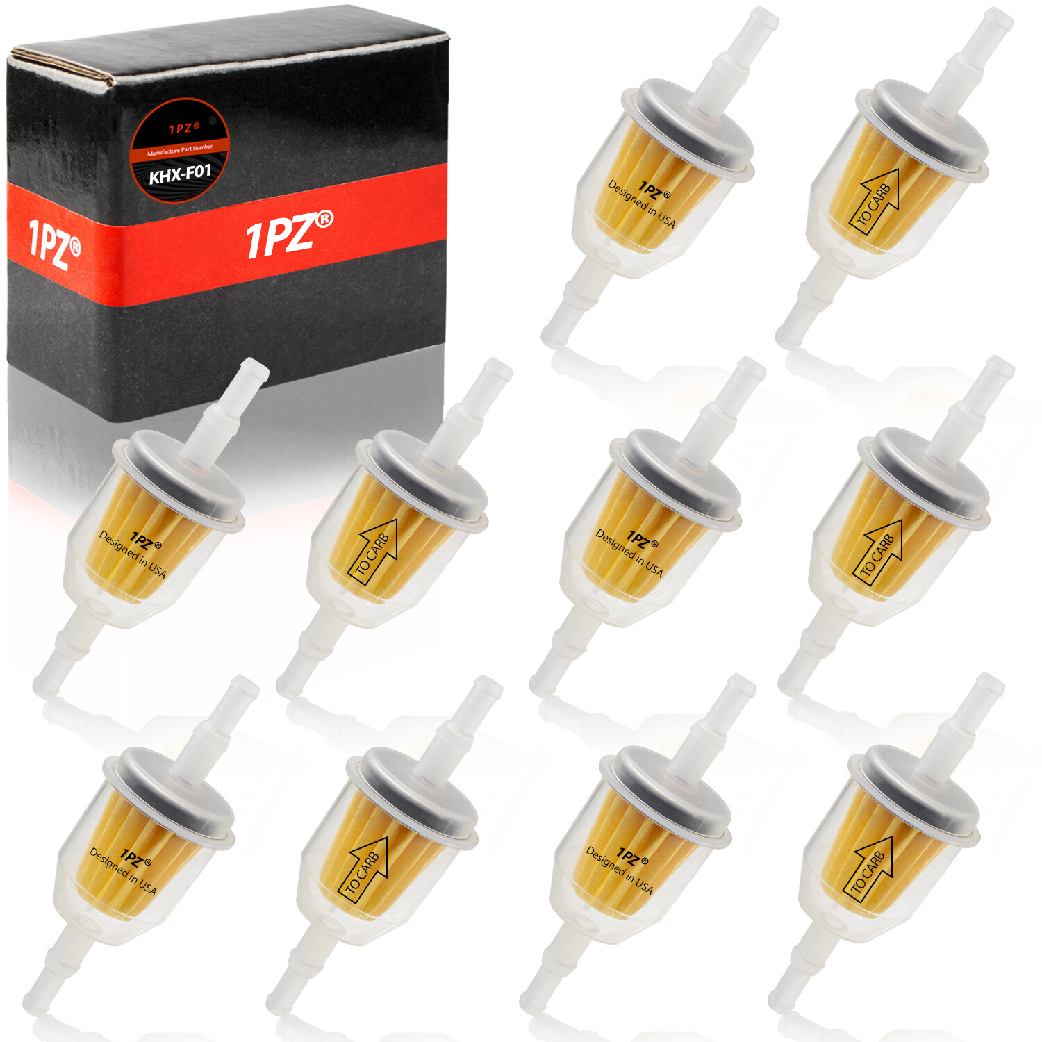 10 Pcs Motor Inline Gas Oil Fuel Filter Small Engine Fit For 1/4'' 5/16" Line