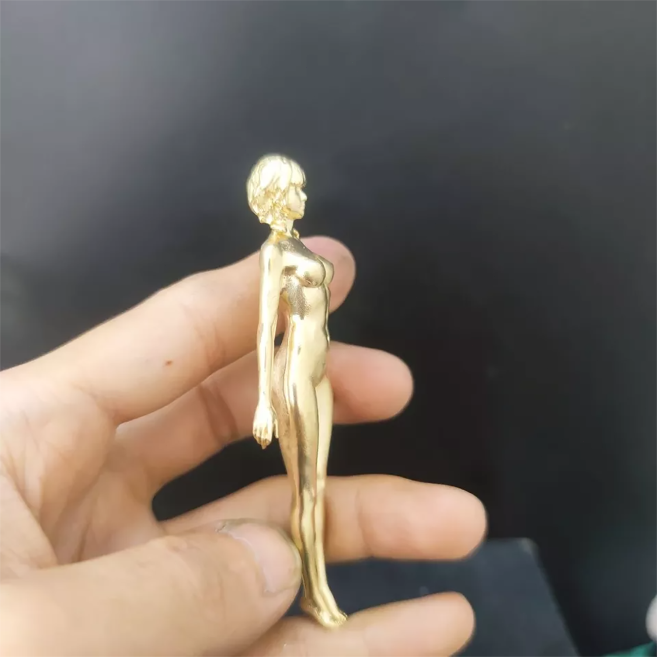 3.5" Solid Brass Girl Nude Female Body Beautiful Statue Body Art Hand Grip