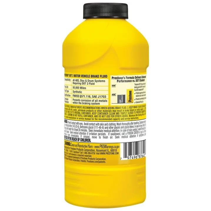 DOT 3 Brake Fluid 12 fl. oz. - Synthetic, High Grade, 50,000 Mile Performance