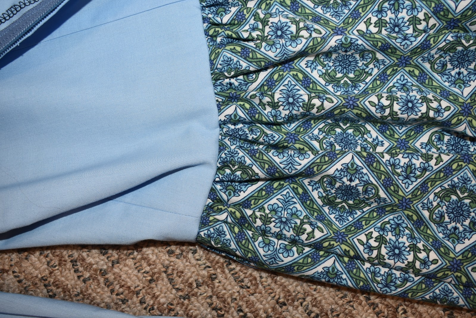 Pioneer Prairie Victorian 19th Century Dress Blue wDiamond Medallion Skirt AM/L