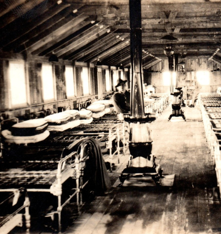 WWI Marine Bunk House Parris Island Real Photo Postcard RPPC USMC
