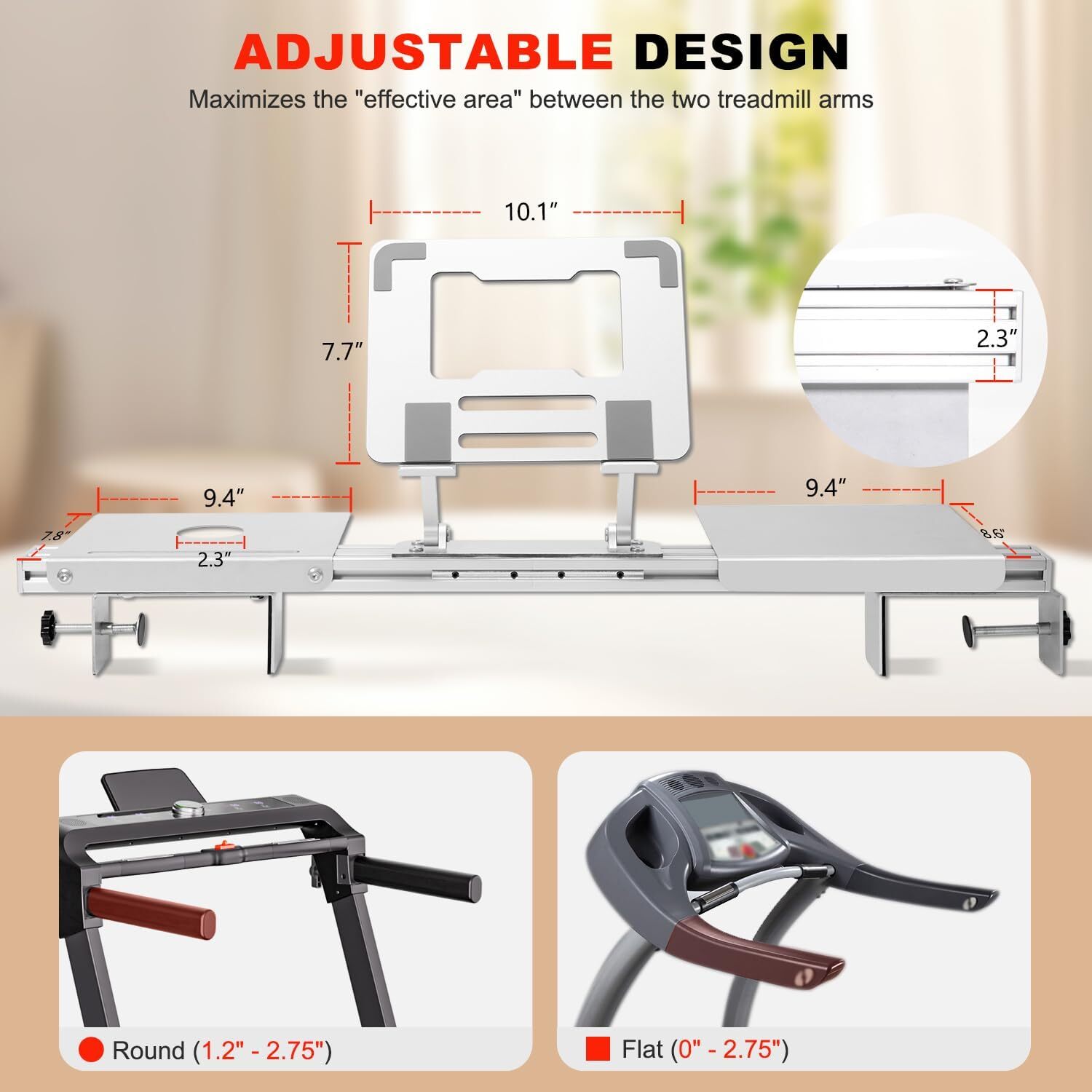 Treadmill Laptop Holder Adjustble Height Width