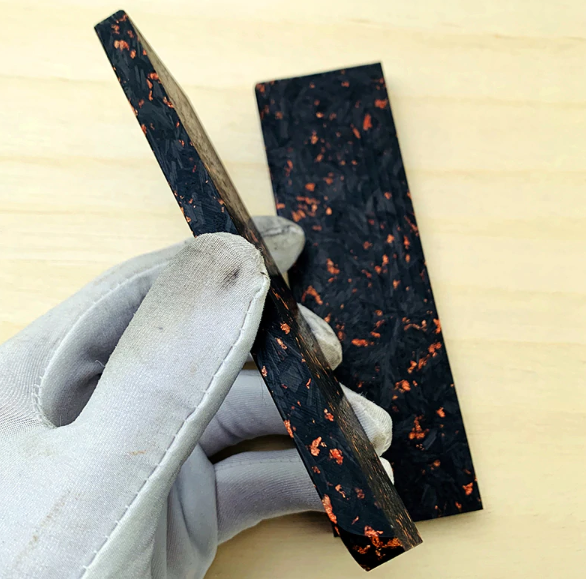 Black Marbled Carbon Fiber Copper Powder Resin Knife Handle Blank Scale 1 Piece