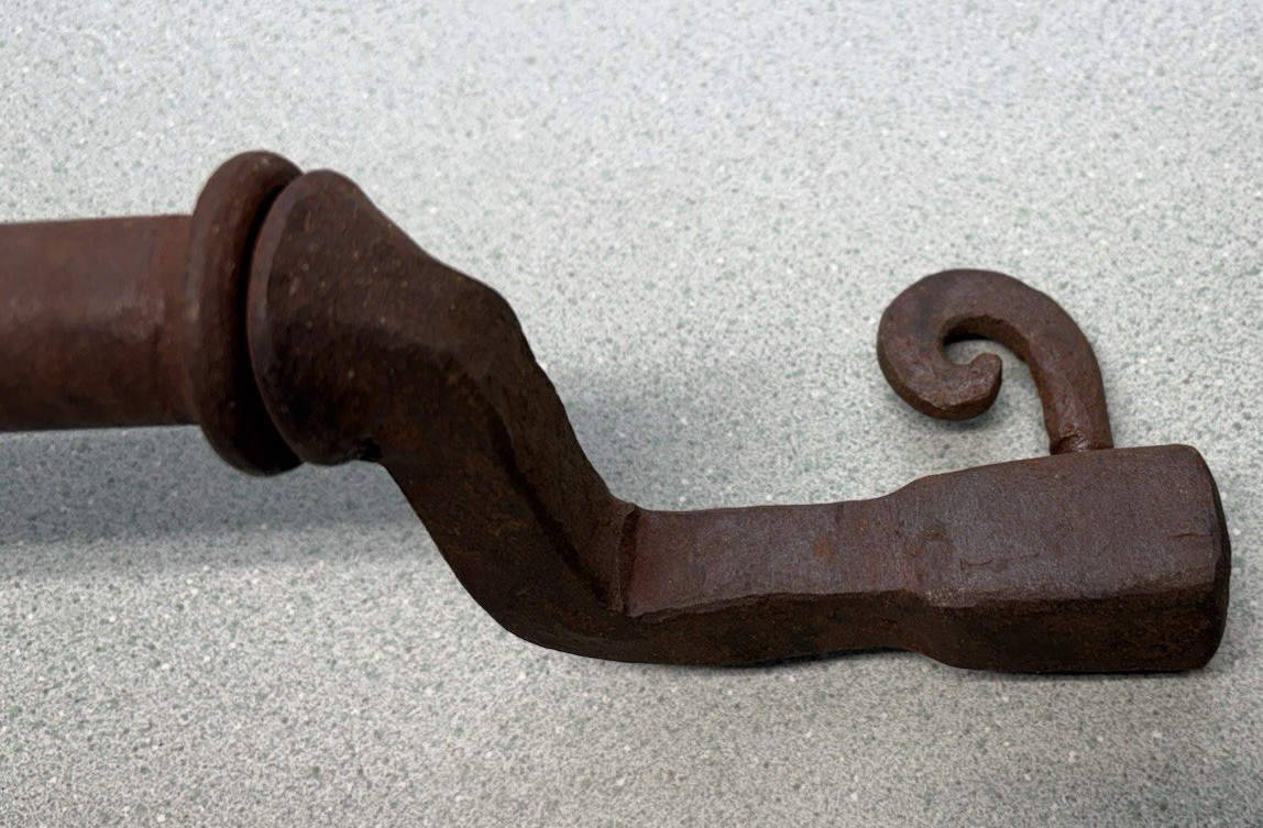 Antique Blacksmith Hand Forged Cage Head LARGE Brace Iron Tool Drill nice