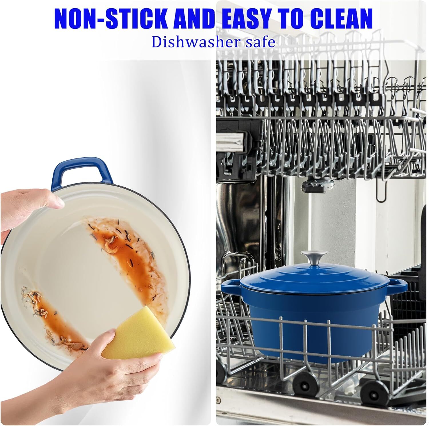 7QT Enameled Cast Iron Oven with Lid, Non-Stick Ceramic Dutch Oven Cooking Pan