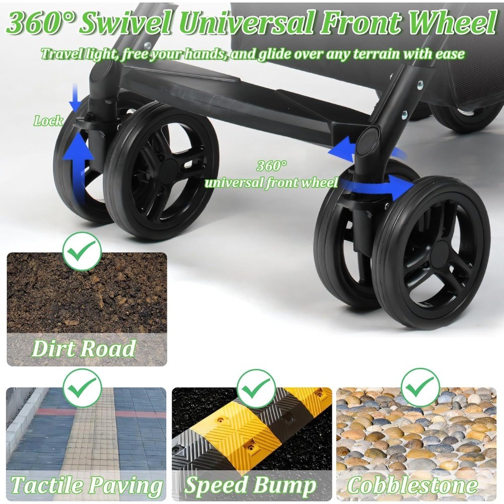 Collapsible Shopping Cart Utility Trolley Cart with Removable Tote Swivel Wheels