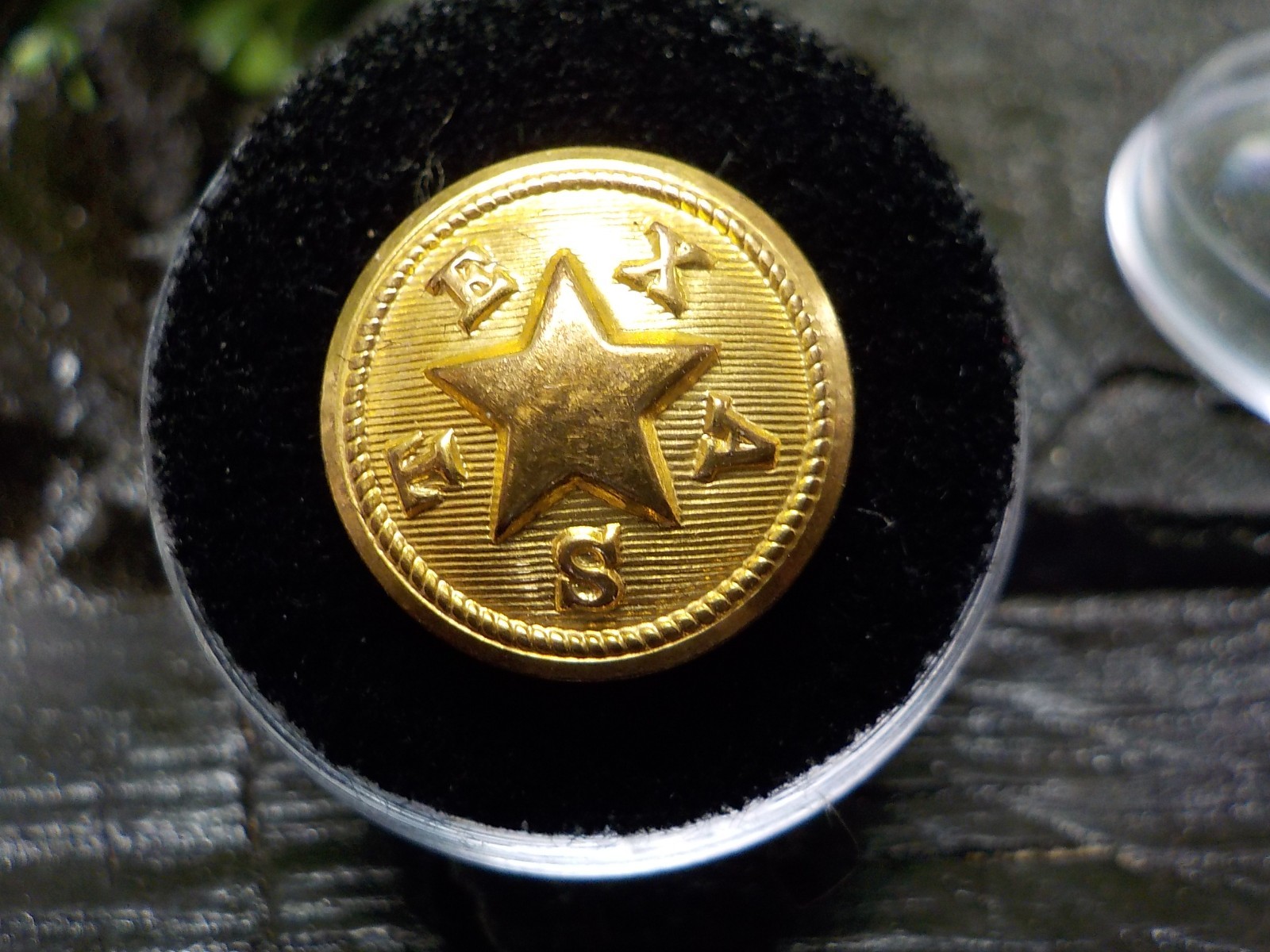 Texas State Seal Vest Button Loaded with Gold in Color w/ Free Button Case