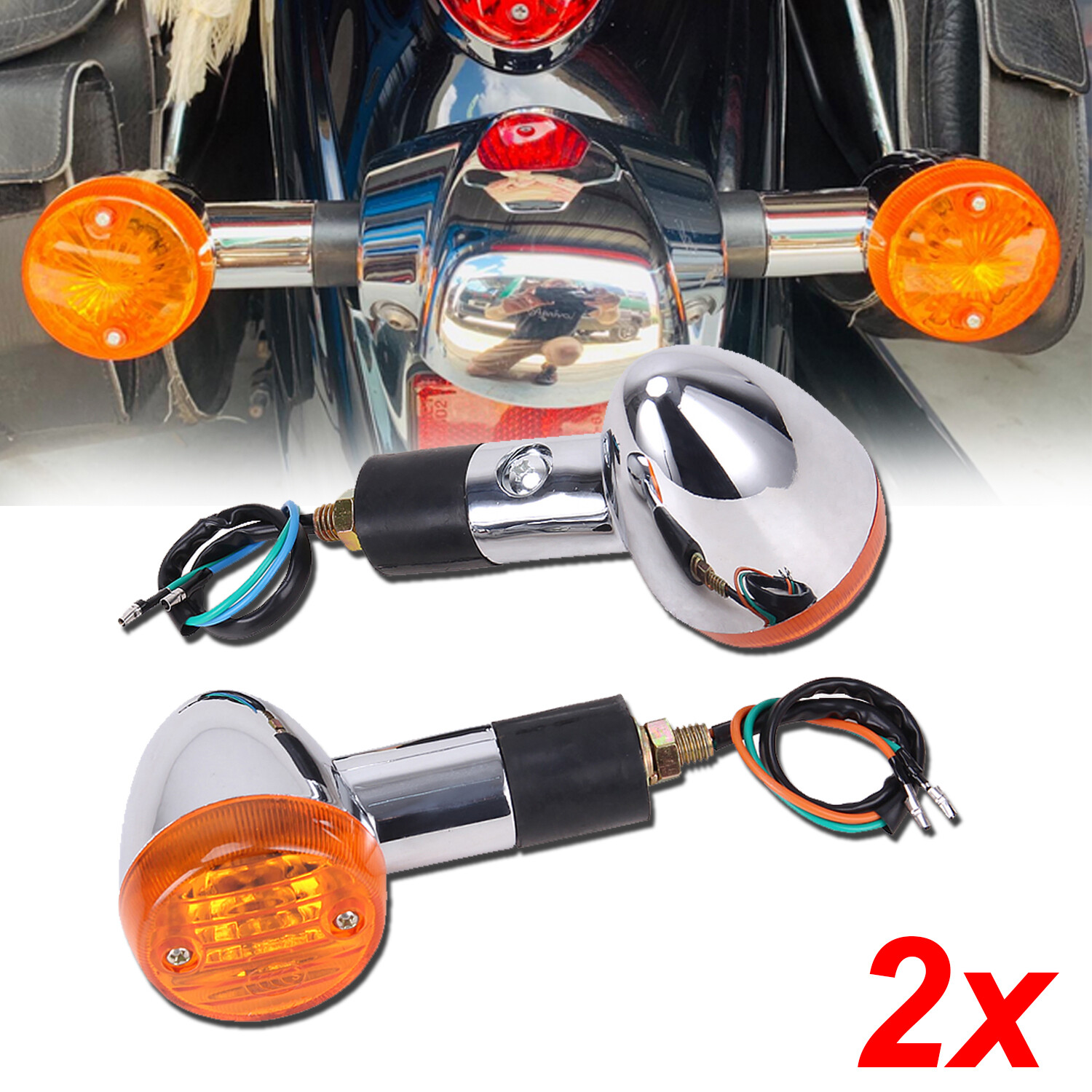 2PCS Turn Signal Lights Amber Blinker For Honda Shadow VT750 VT1100 VT1100 C C2