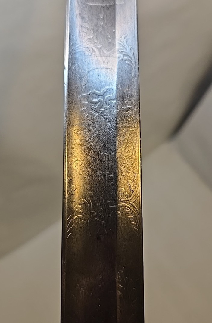 Pre-WWI British Pattern 1827 Volunteer Rifle Officers Sword w/Scabbard - Etched