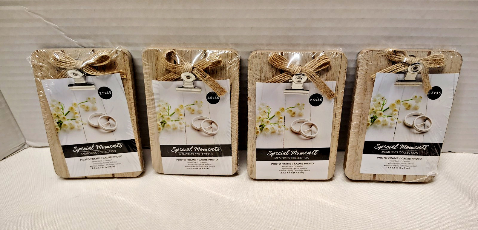 Lot of 4 Mini Wood Clipboard Picture Frames 2.5x3.5 Rustic Farmhouse Photo Clip
