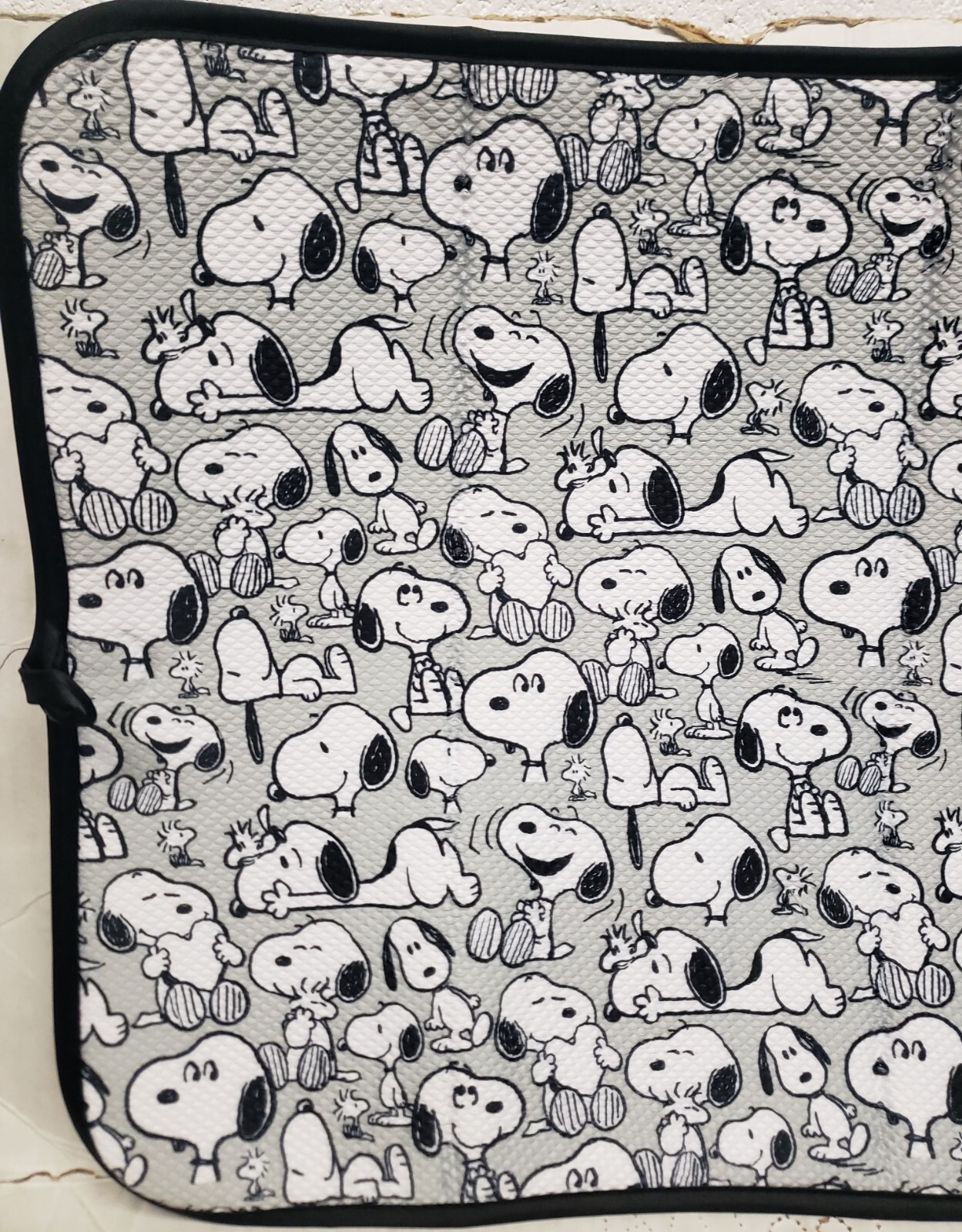 Microfiber Dish Drying Mat(16"x18") PEANUTS BLACK & WHITE SNOOPY DOGS ON GREY,BB