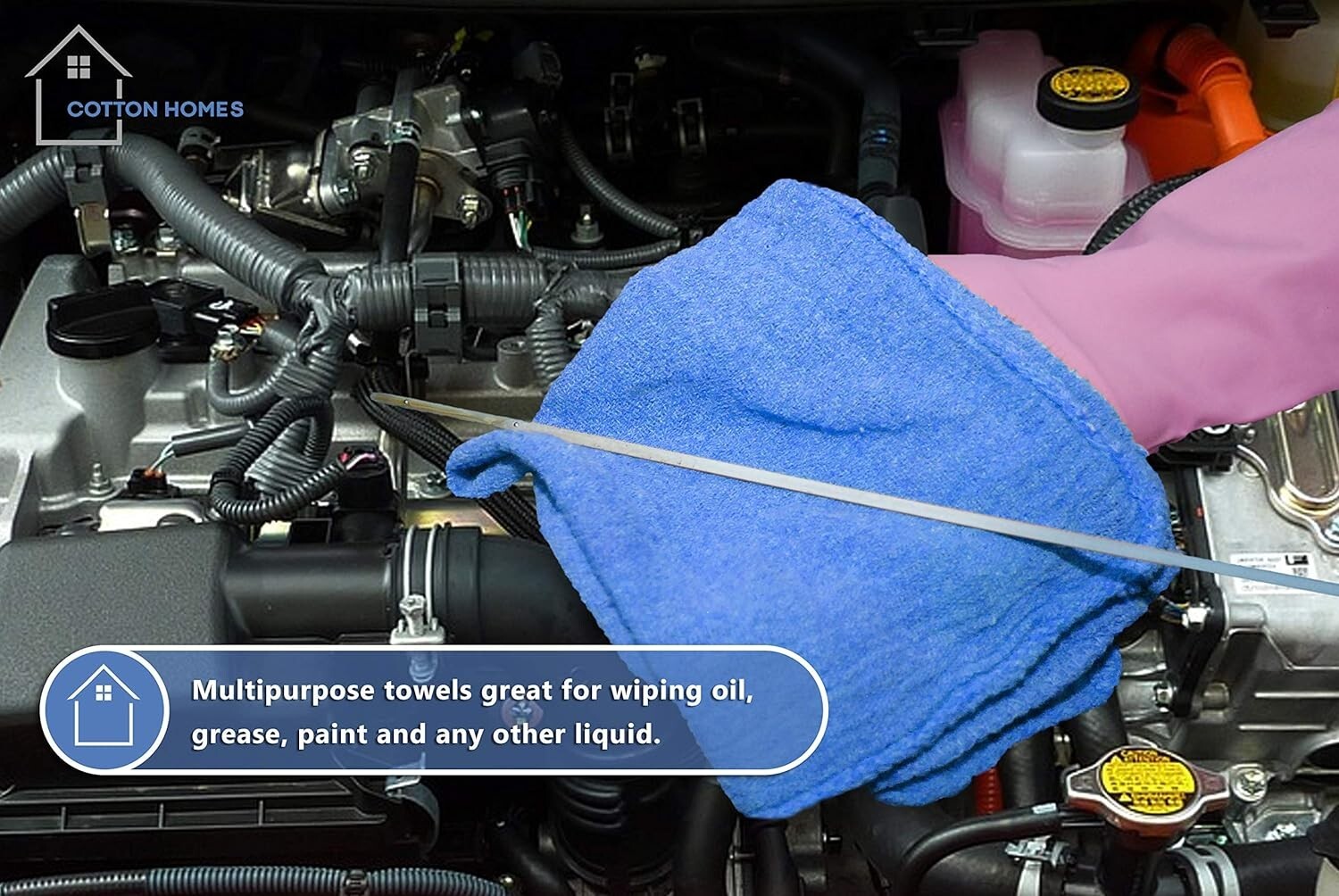 100 INDUSTRIAL SHOP RAGS / CLEANING TOWELS BLUE WITH 10 FREE SHOP TOWELS