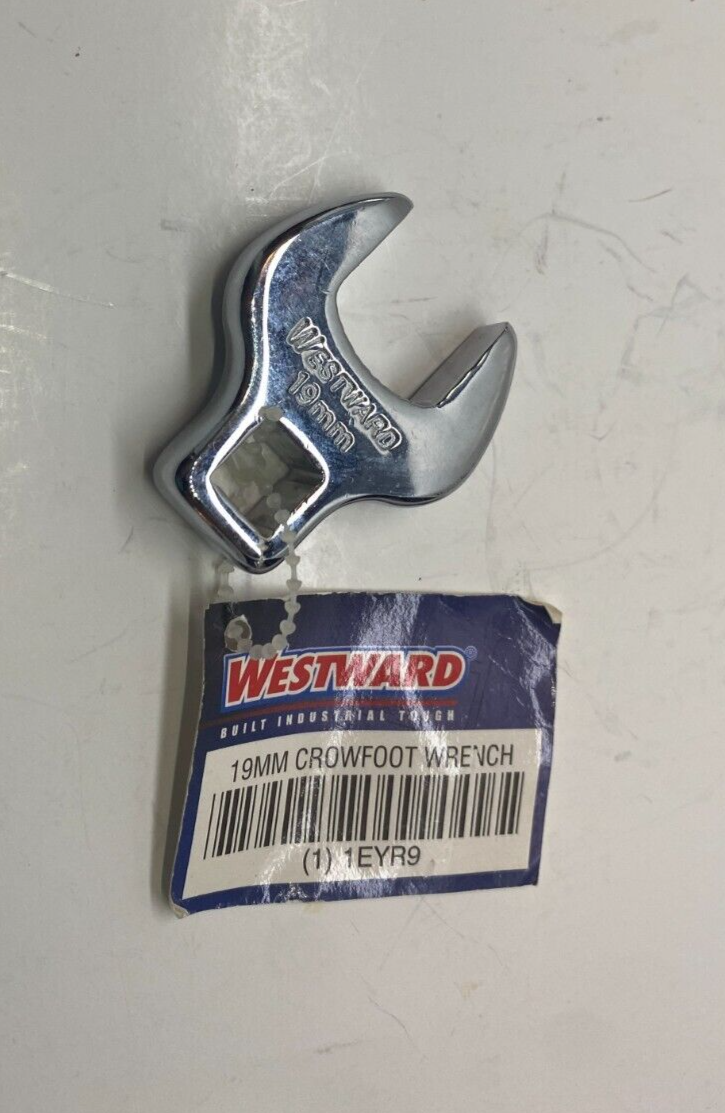 WESTWARD 19mm Crowfoot Wrench - 3/8" Drive - Open End - Chrome Finish