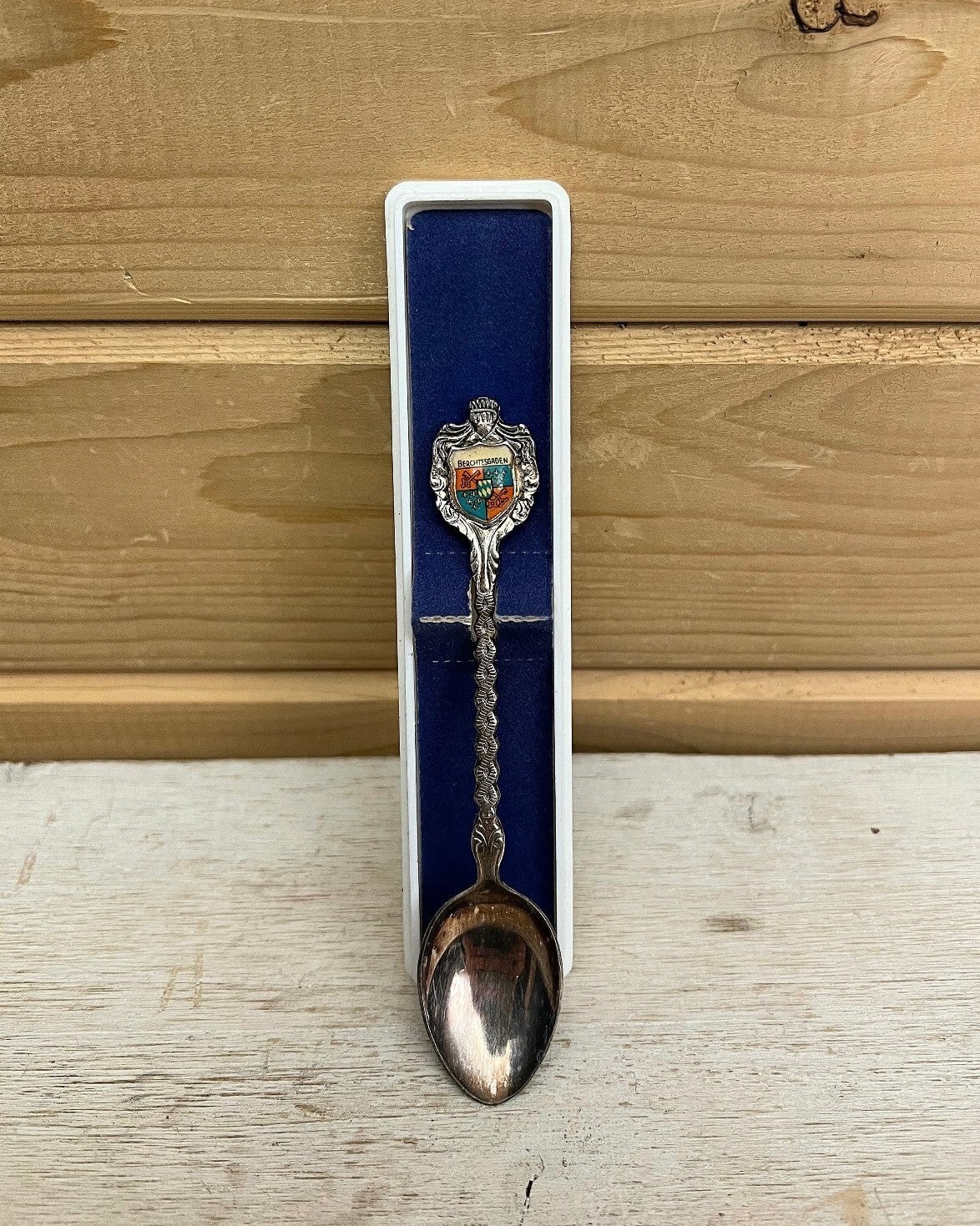 Spoon Silverplate German Coat Of Arms Berchtesgaden Original Box Vintage