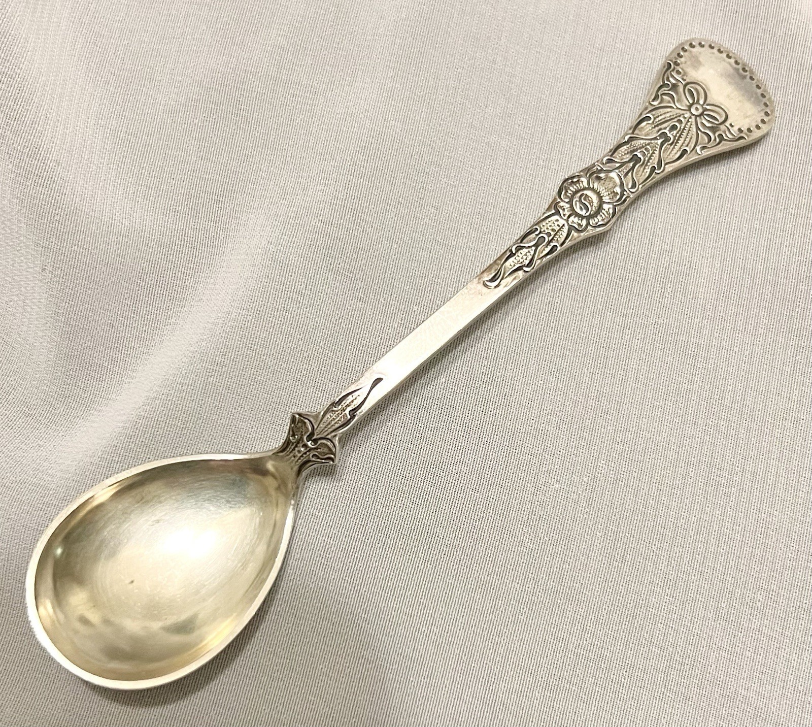 MAGNUS AASE Norway 830S Silver BOW FLOWER SPOON Antique JUNE 1925 C. Berg