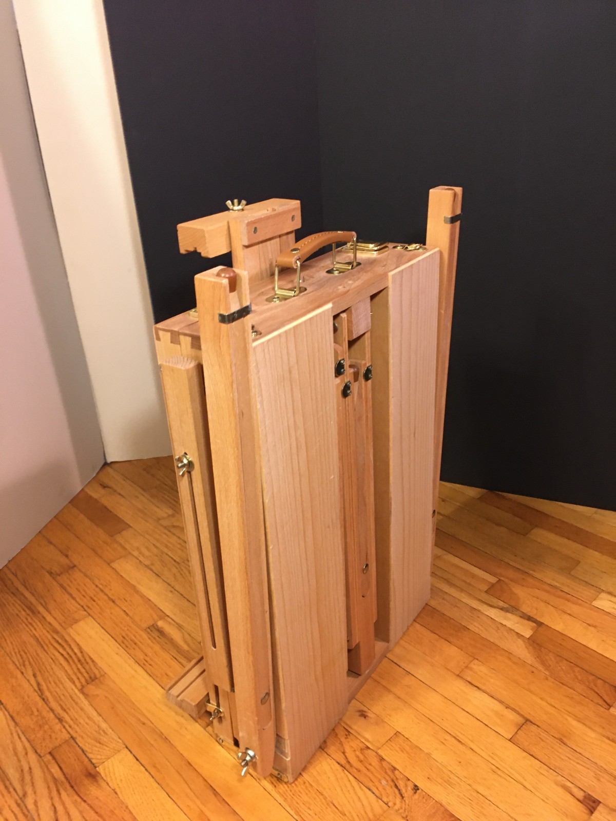 **Vintage FRENCH EASEL FOLDING ARTIST SKETCHBOX PORTABLE SOLID WOOD STORAGE