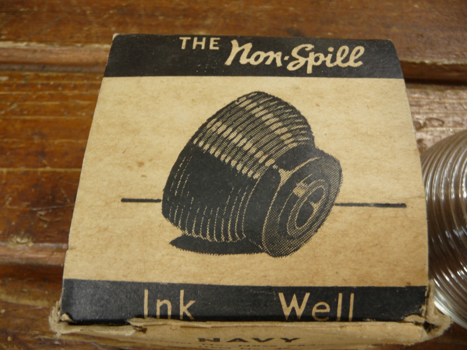 Vintage NOS US Navy Non Spill Glass Inkwell & Box Preferred Products Toledo Ohio