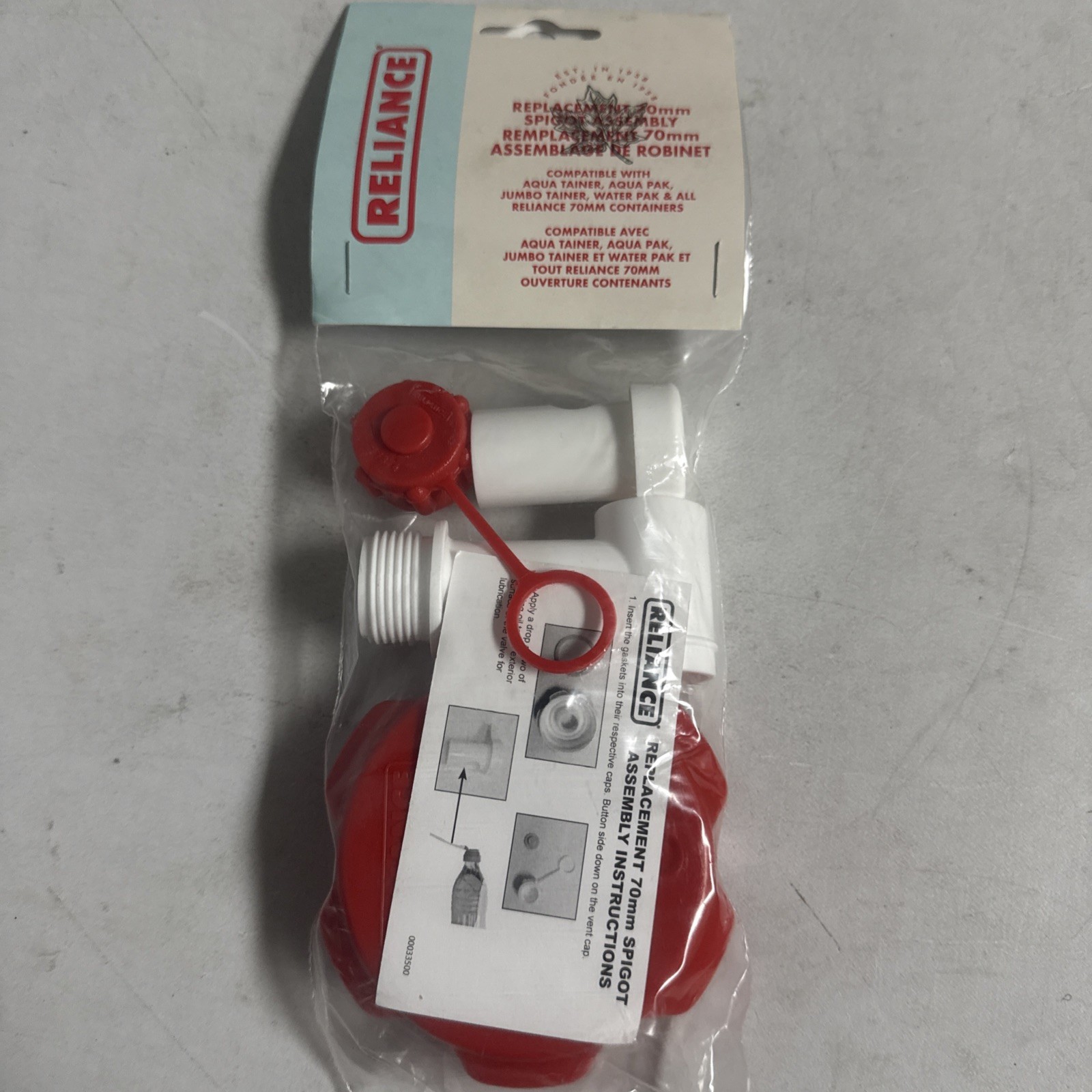 Reliance Replacement Spigot Assembly Kit for Reliance Water 70mm Containers NEW