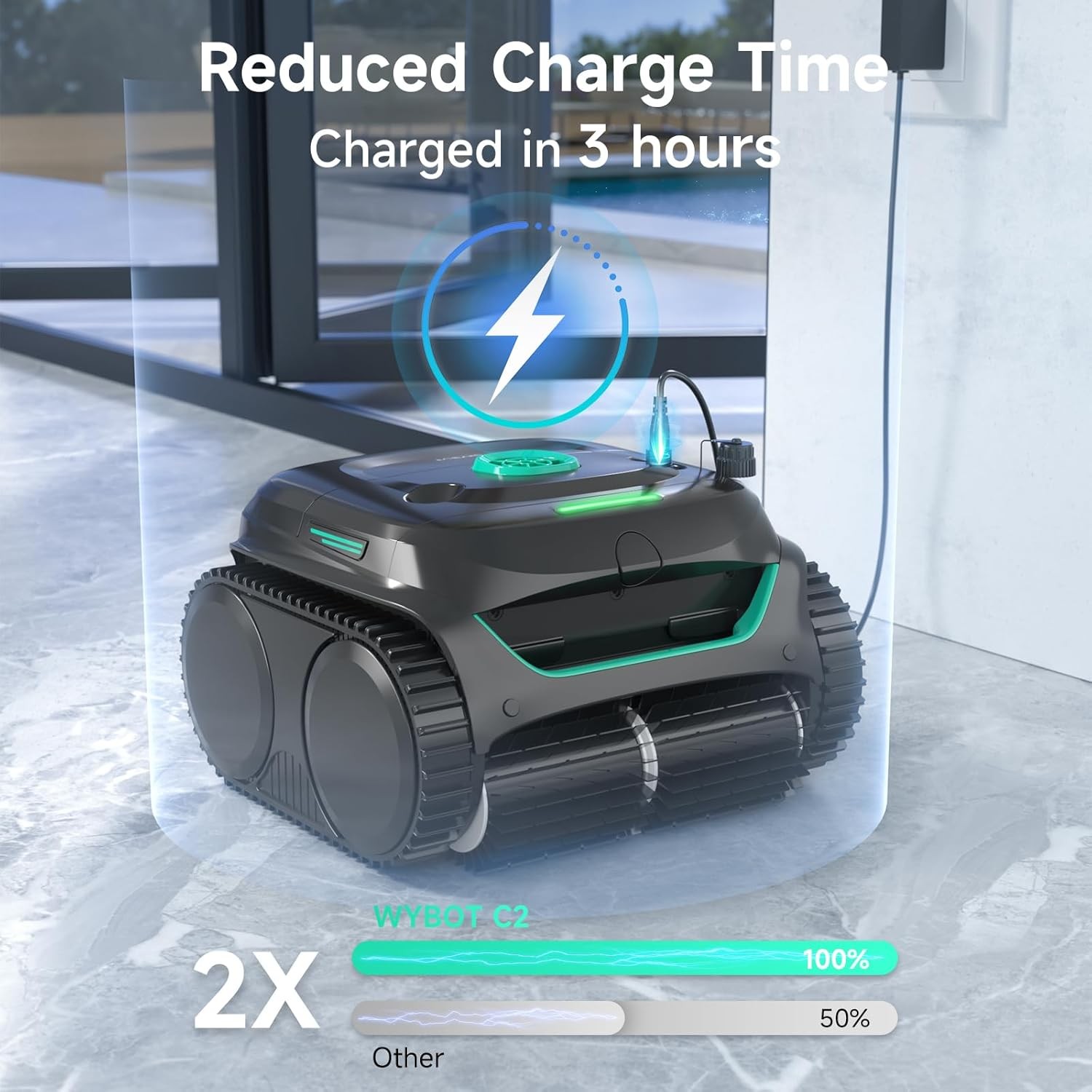 WYBOT C2 Cordless Robotic Pool Cleaner, up to 2152 Sq.ft 7 Cleaning Modes