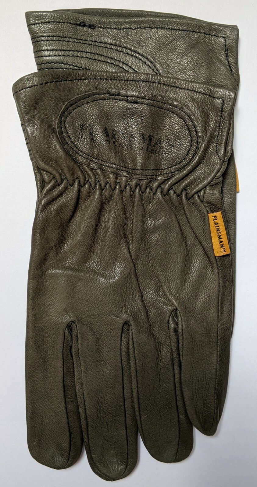 (1) One Pair PLAINSMAN Premium Cabretta Goatskin Leather Gloves OLIVE COLOR M-XL