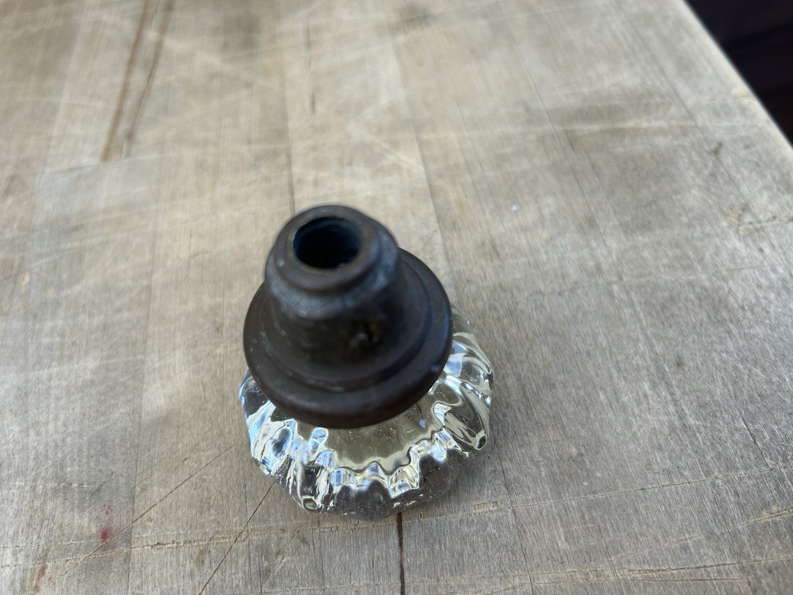 Vintage Brass Glass Door Knob w/bonus similar Matching Knob