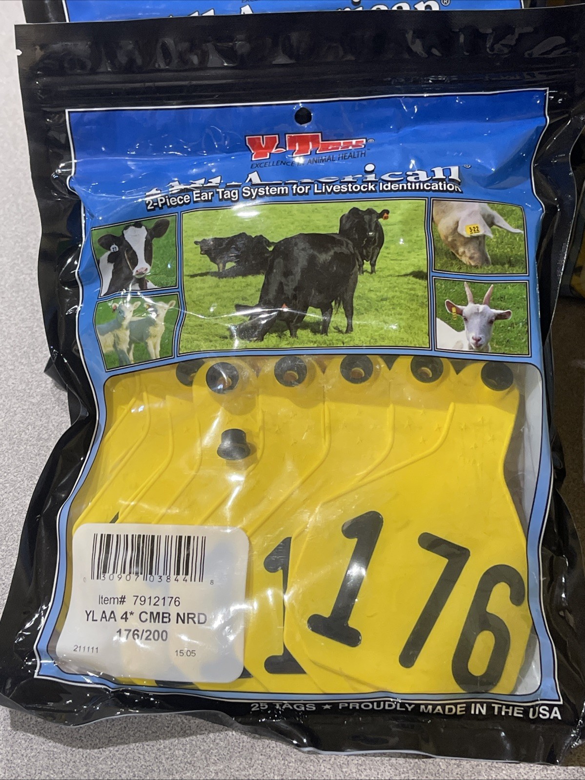 Y-Tex 4 Star Large Cattle Tags 25 Pack, 2 Piece Ear Tag System, Yellow, 176-200
