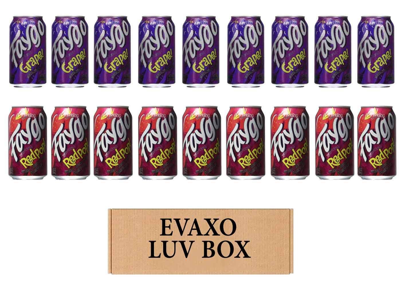 LUV BOX- variety Faygo naturally flavored soda cans 12 oz. pack of 18 , faygo