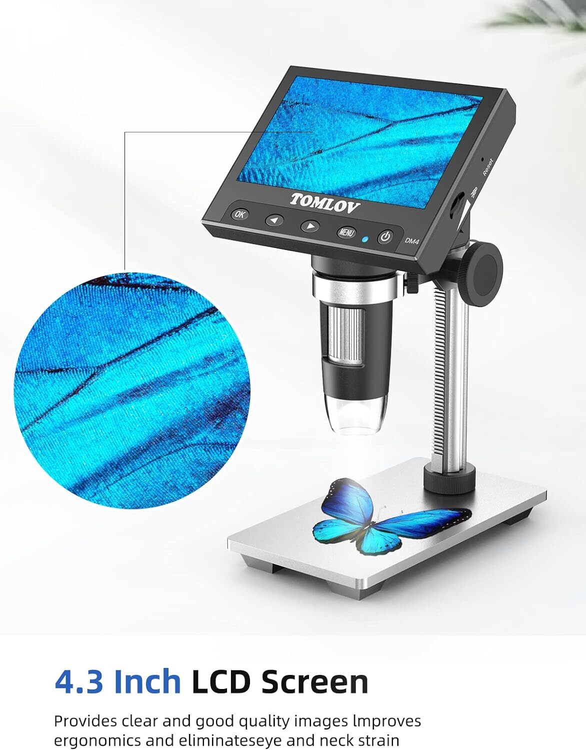 TOMLOV 4.3" Digital Microscope 1000X Coin Magnifier Error Coin Camera Microscope