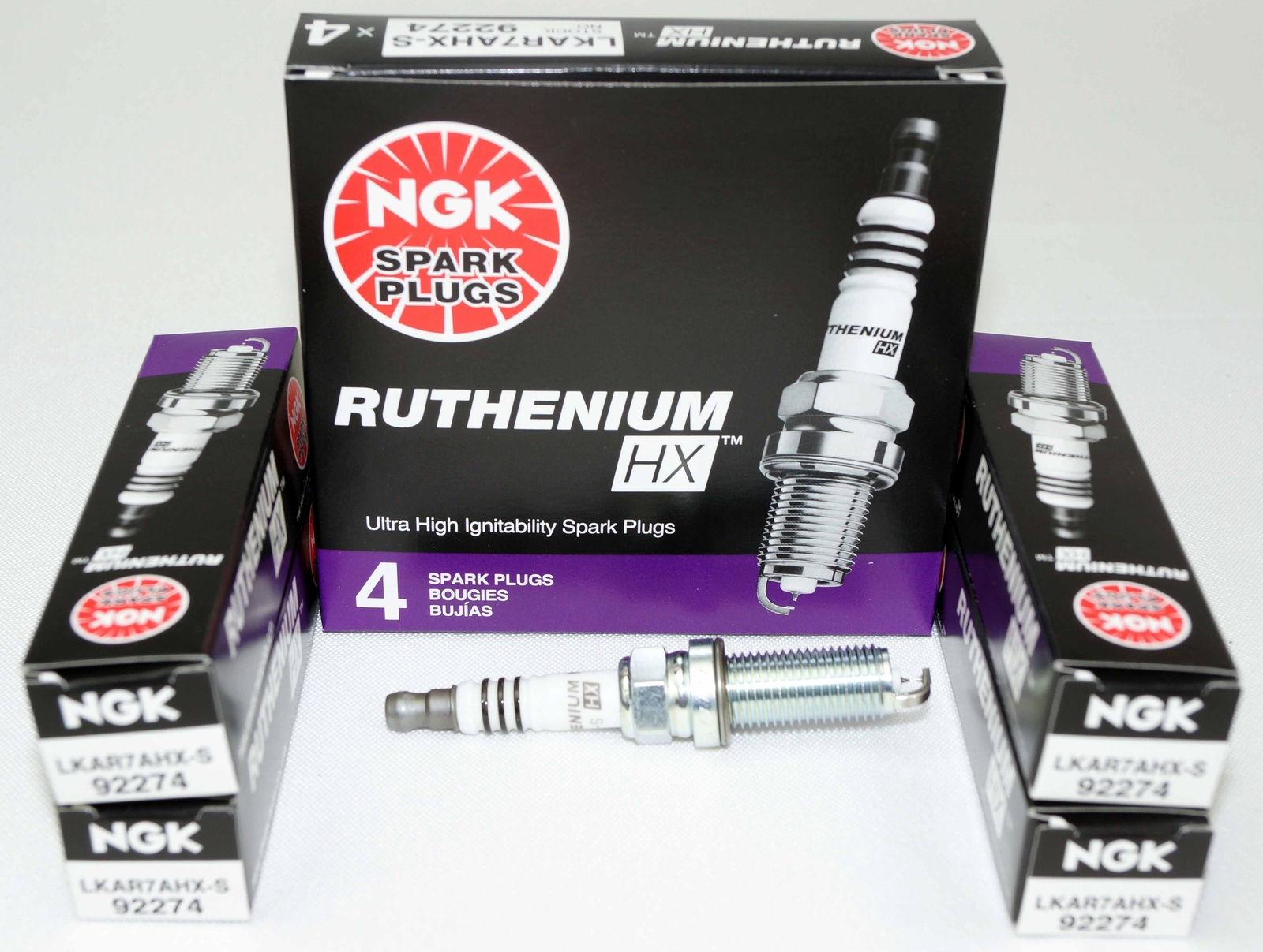 Pack of 4 NGK 92274 Ruthenium HX Spark Plugs LKAR7AHXS