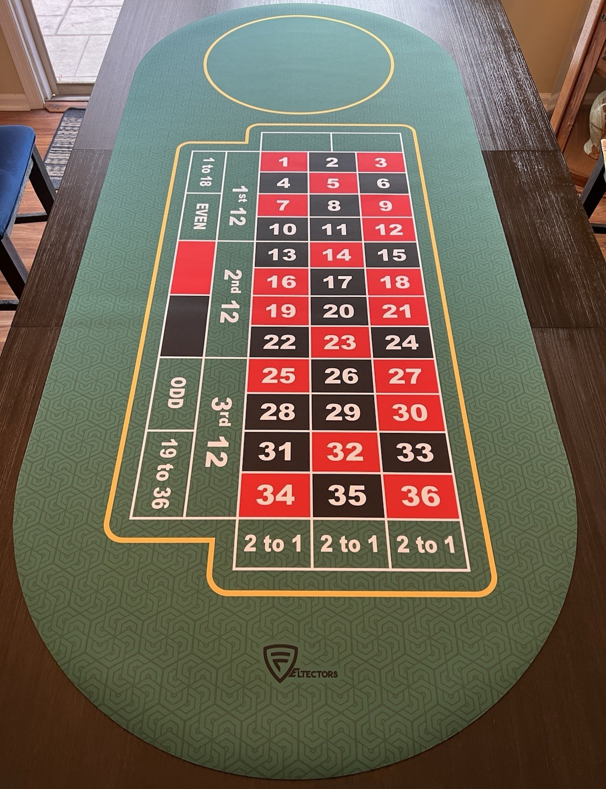 Feltectors Custom Made No Zero Roulette Table Neoprene Mat 73x31.5" w/ Carry Bag