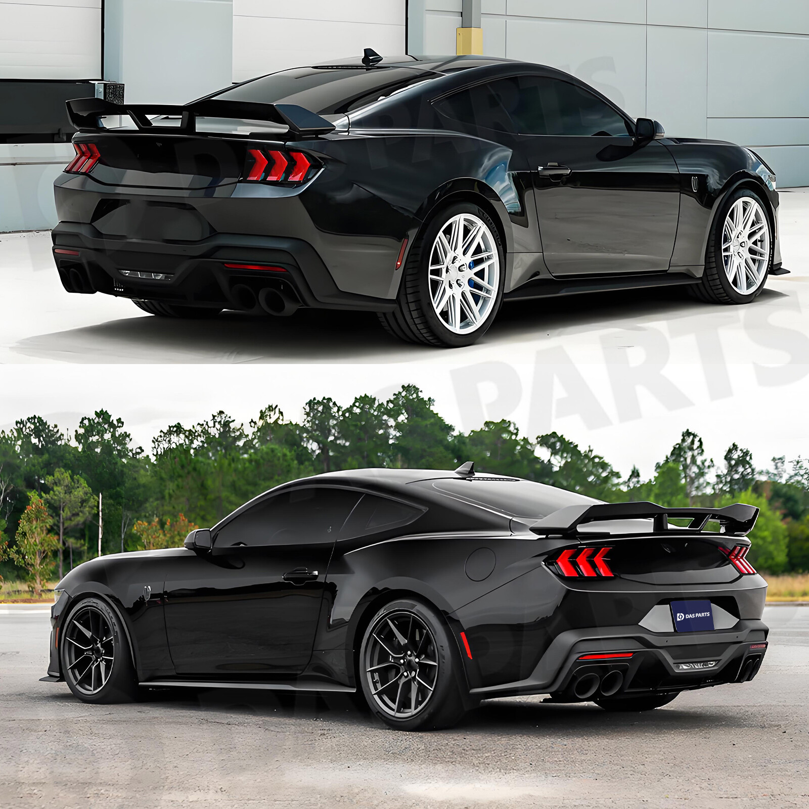 Gloss Black Spoiler Wing W/Gurney Flap DH Performance For 2024 2025 Ford Mustang