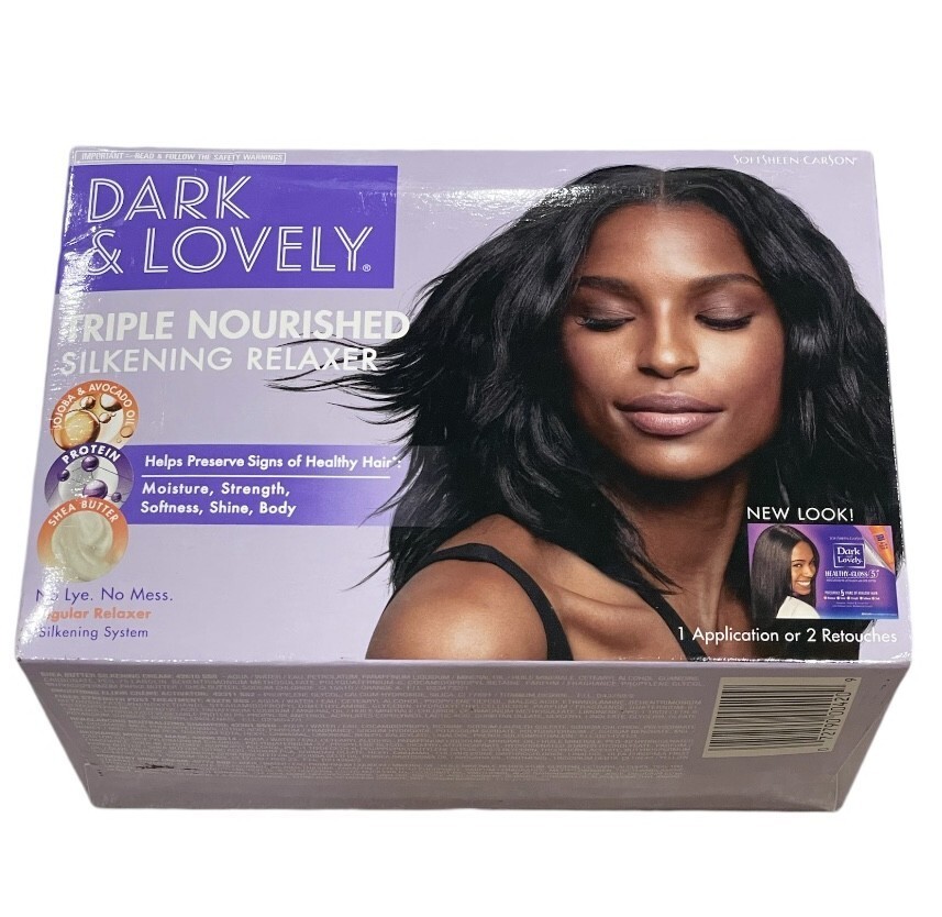 3X SoftSheen Carson Dark & Lovely No-Lye Silkening Relaxer Kit REGULAR