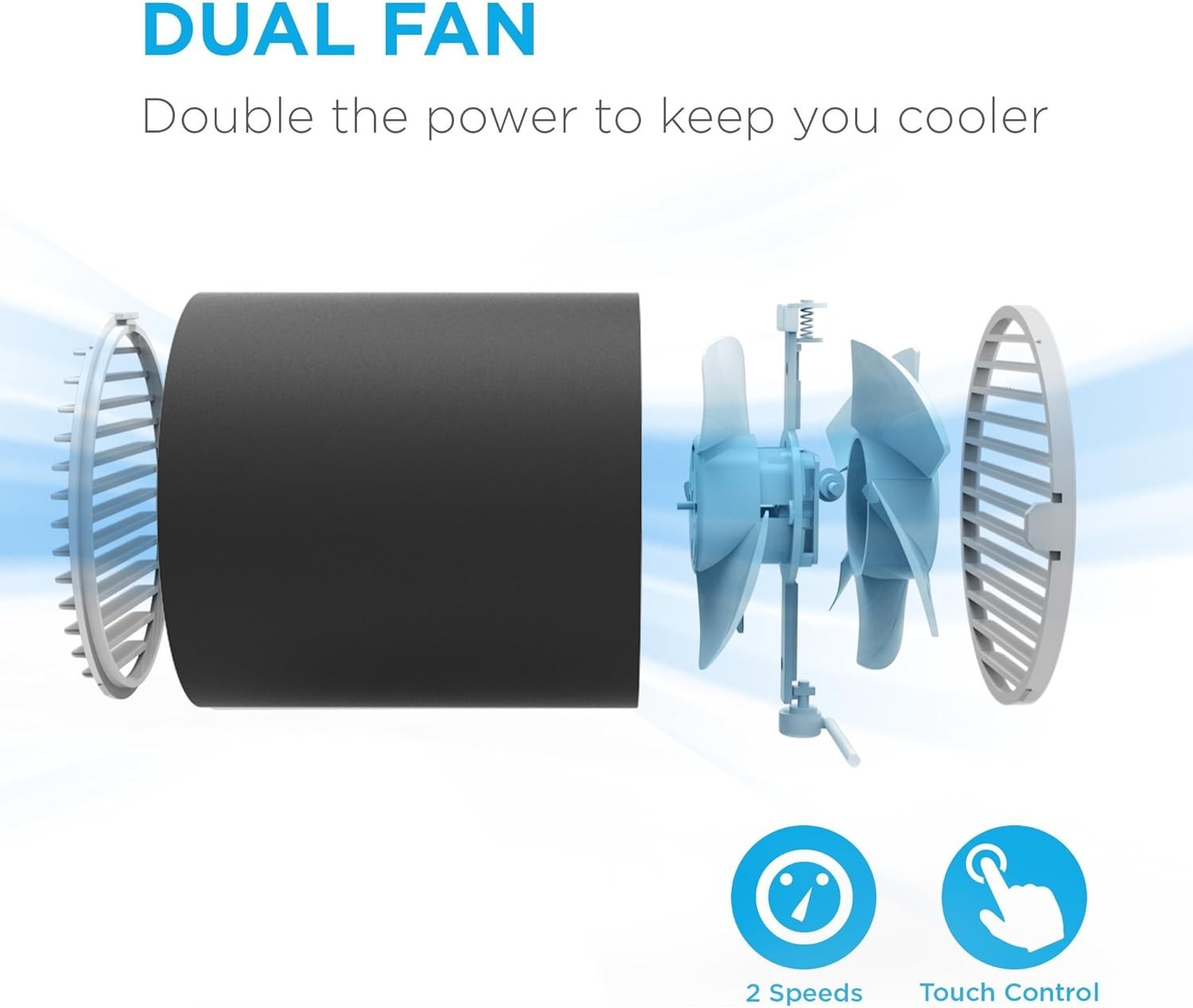 Small Personal USB Fan - Portable Mini Table Desk Fan with Twin Turbo Blades