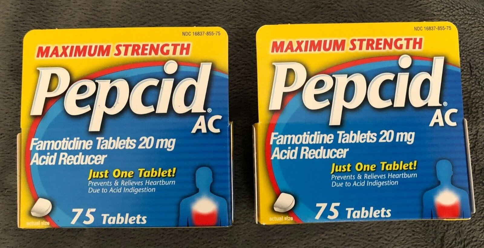 New Lot Of Two 75 Count Boxes Pepcid AC Maximum Strength Heartburn EXP 6/2028