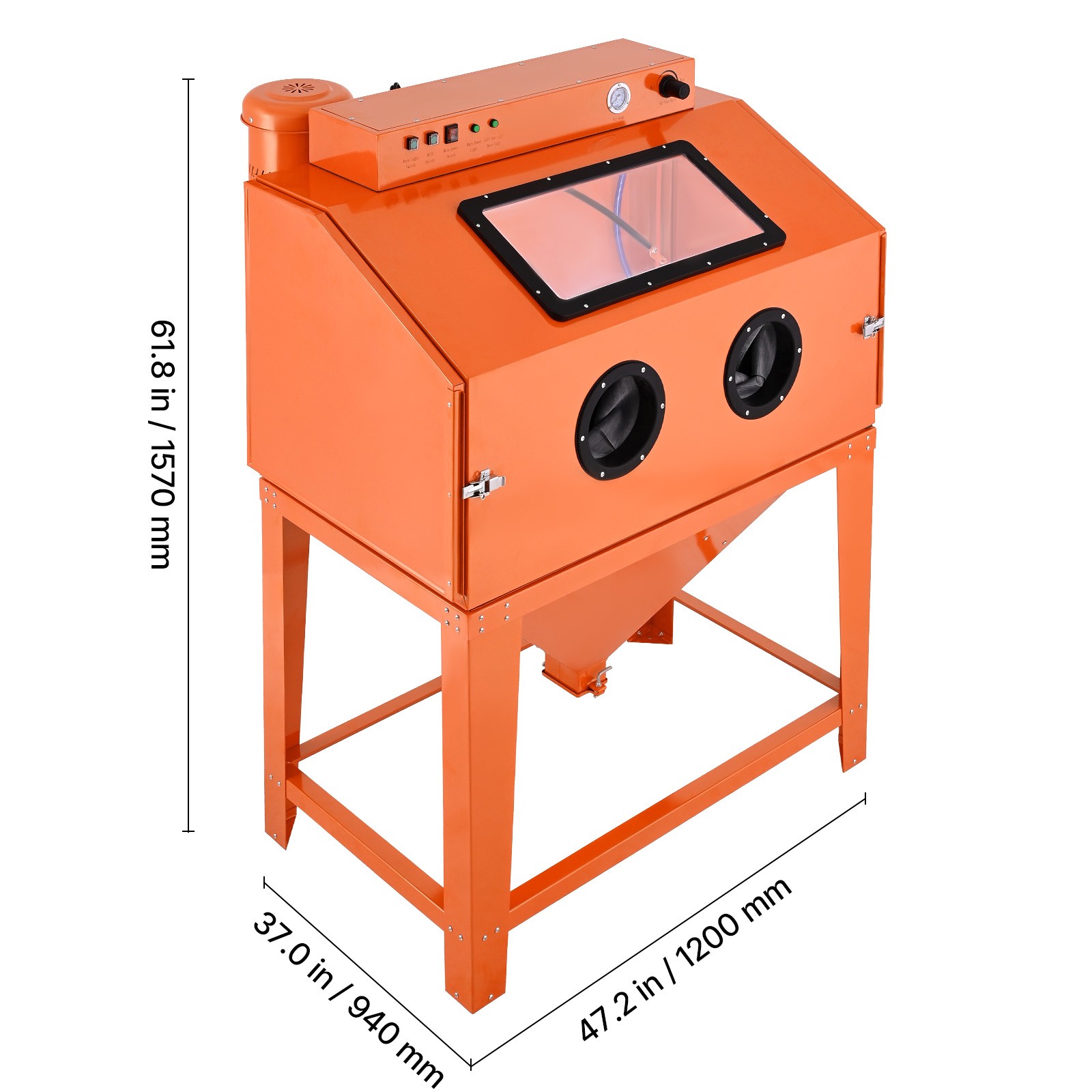 Uimoso 115 Gallon Steel Sandblasting Cabinet, Heavy Duty, 40-120 PSI