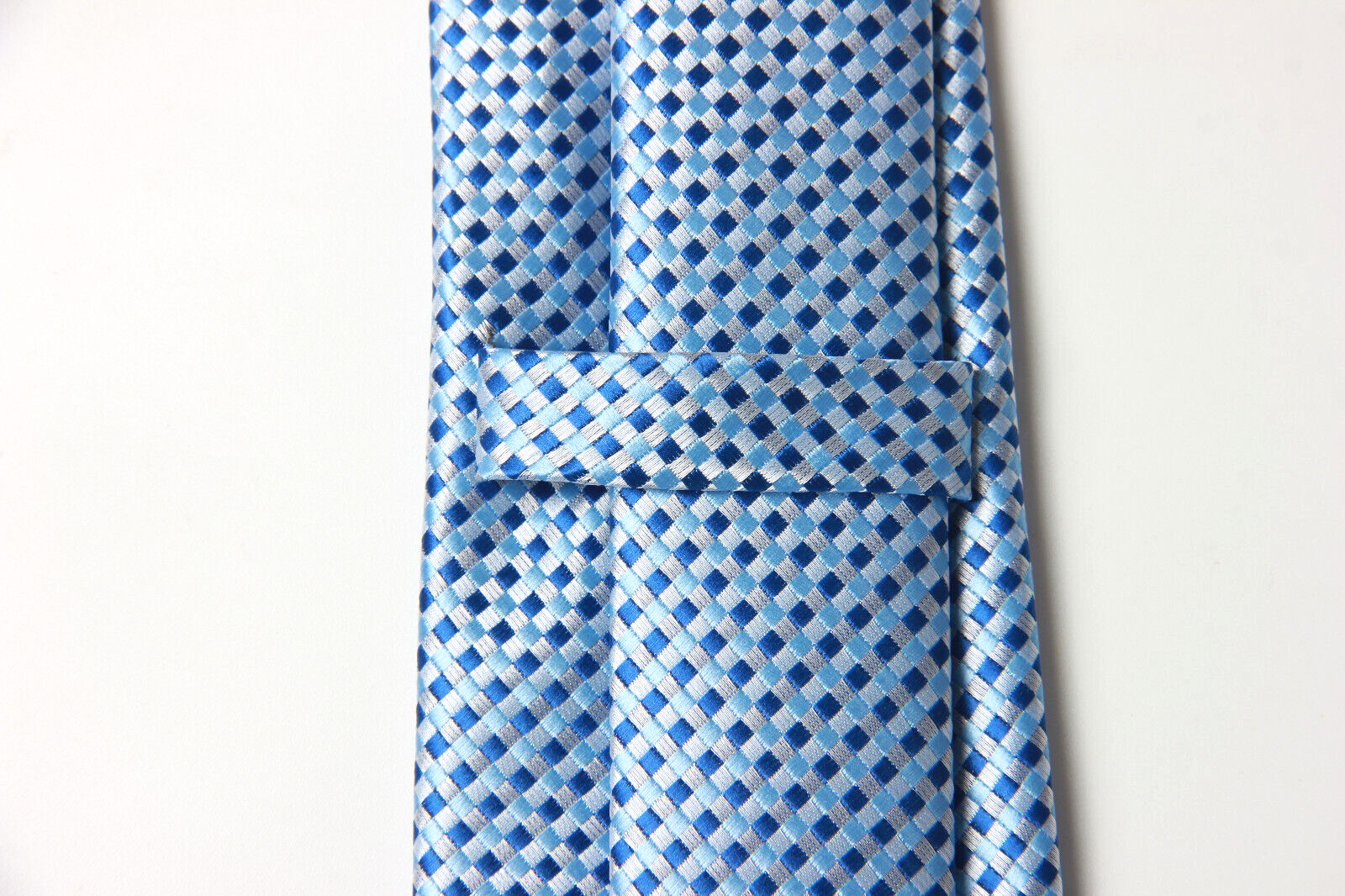 New Classic Checks Plaids Blue Silver JACQUARD WOVEN 100% Silk Men's Necktie Tie