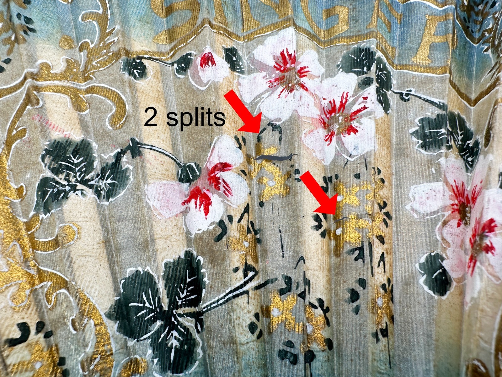 Singer Sewing Advertising Fan Antique Hand Painted Washi Japan 1921-1930