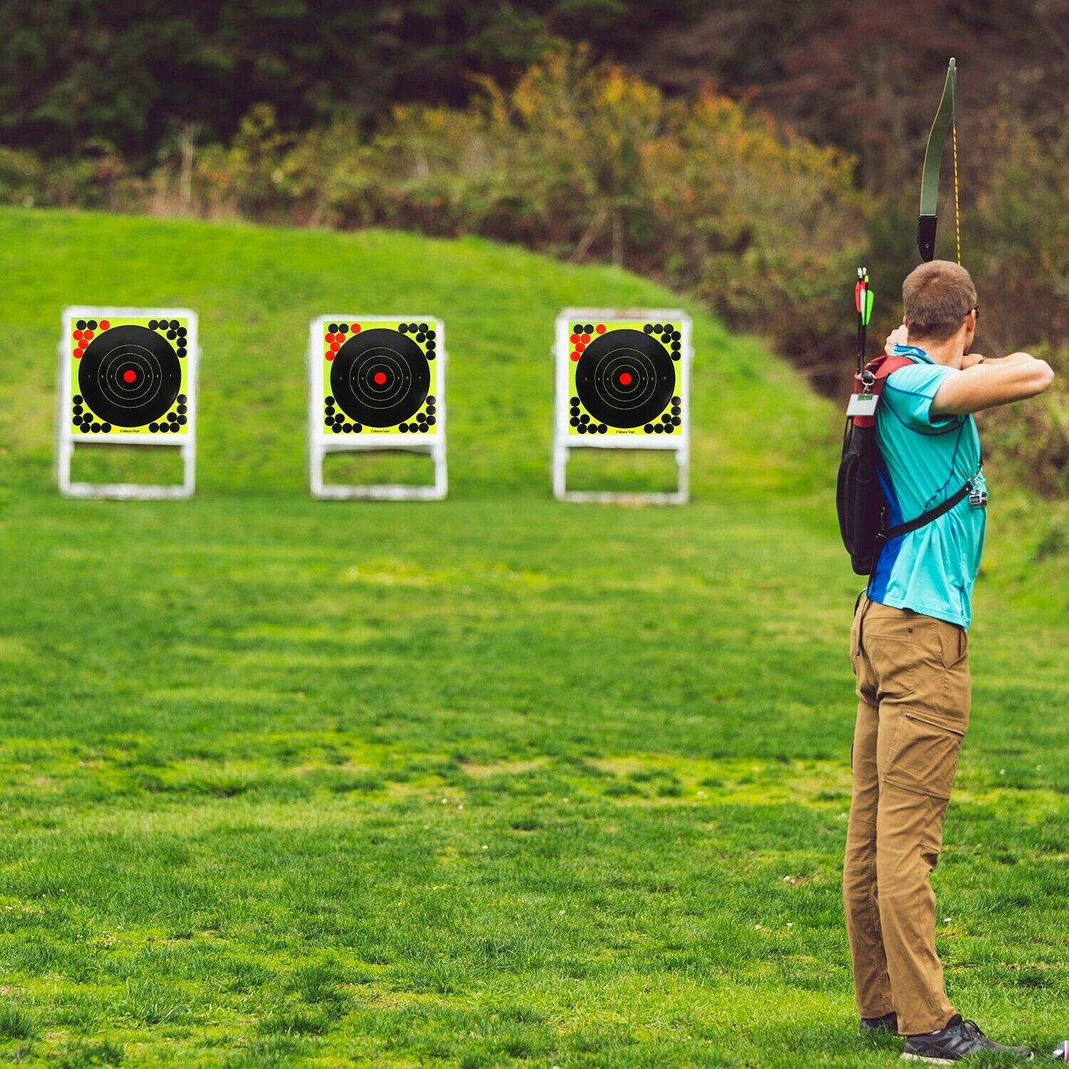 50Pcs Reactive Targets Range Paper -Bright Green Self-Adhesive Shooting Stickers