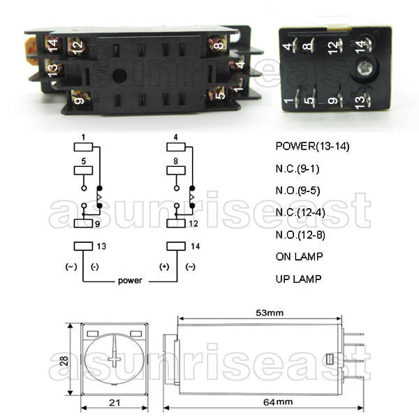 H3Y-2 Power ON Time Delay Relay Timer 1S - 60S 12V 24V 220V DPDT + Socket Base