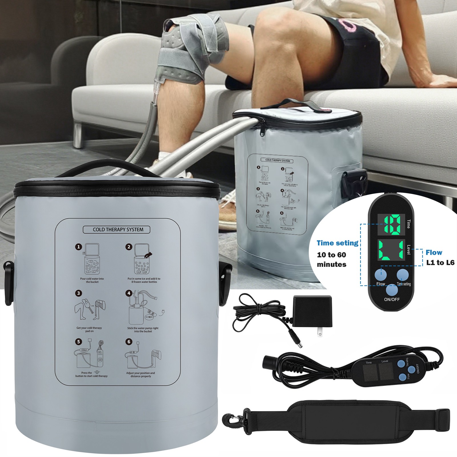 Portable Ice Therapy Machine Programmable for Post-surgery Recovery Pain Relief