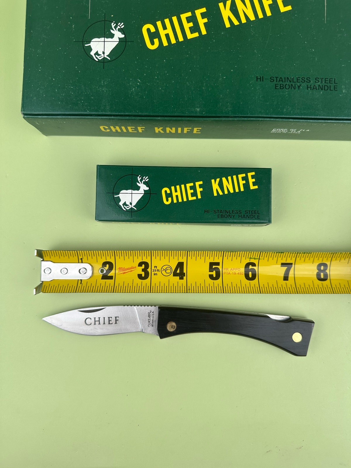 (12x) Vintage Pocket Knife VALOR CHIEF KNIFE Japan Ebony Handle Model 332 4 1/4”